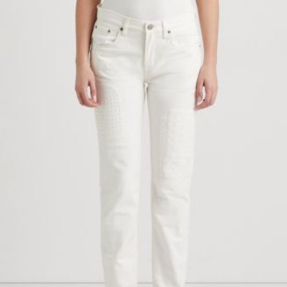 Lauren Ralph Lauren Womens Eyelet-Patchwork Relax White Wash 6/10/18